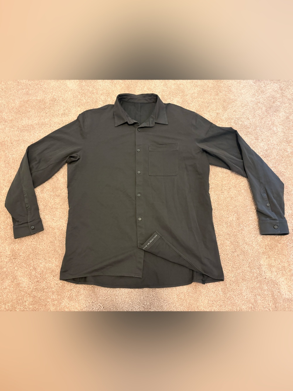 lululemon athletica Men's Grey Button-Down Casual Shirt